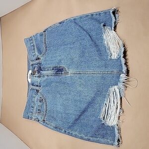 JBD (Just Black Denim), Size XS, Distressed / Destroyed Denim Mini Skirt, EUC